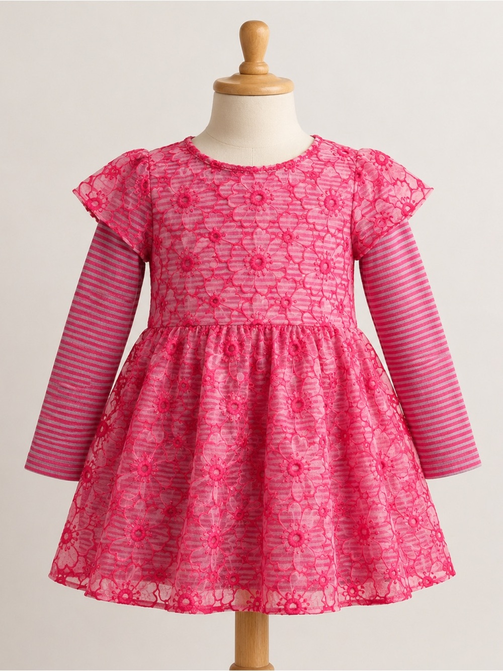 Chasing Fireflies | Girls Pink Floral Embroidered Lace Dress | Sz 6